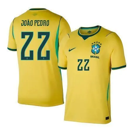 João Pedro #22 Brazil Home Soccer jersey World Cup 2026 — view 3
