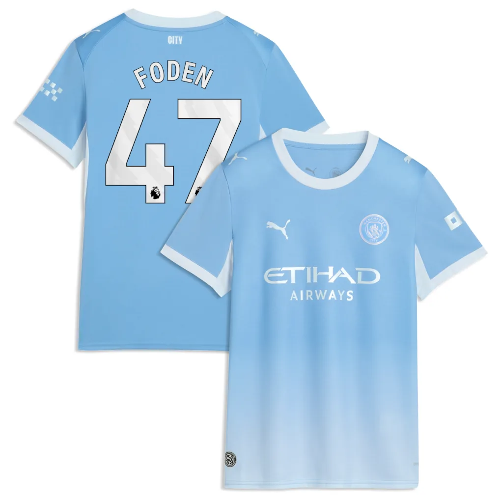 Manchester City Home 2026-27 - with Foden 47 printing Kids Soccer Football Kit Set - Jersey and Shorts