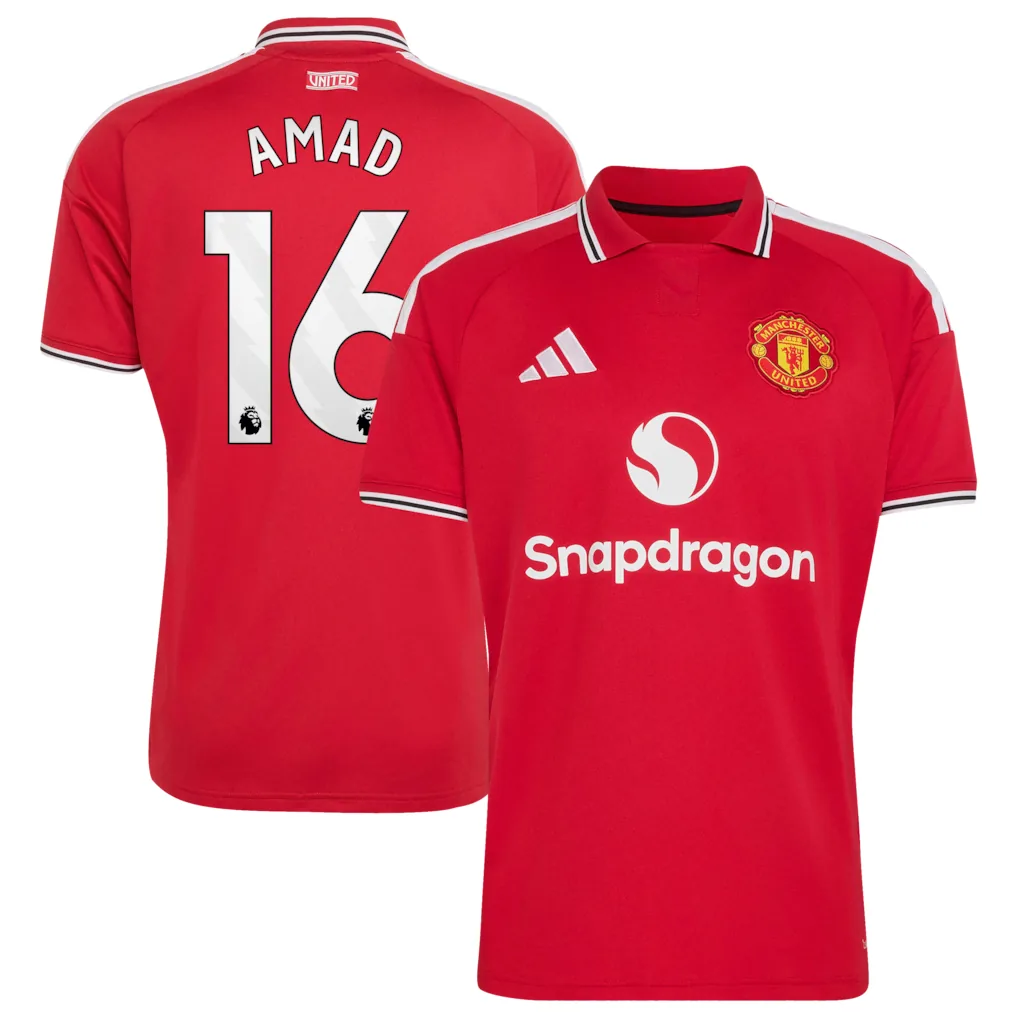 Manchester United adidas Home Shirt 2026-27 with Amad 16 printing