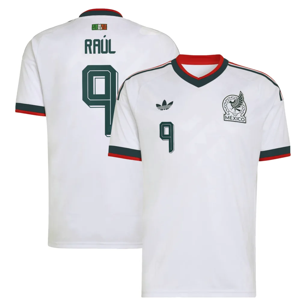 Mexico adidas Away Shirt 2026 with Raúl 9 printing