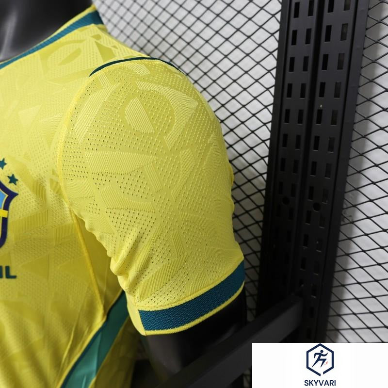 Player Version 2026 Brazil Yellow Geometric Pattern Home Jersey — view 10