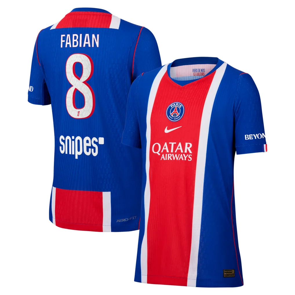 PSG Nike Home Aero-FIT Match Shirt 2026-27 - Kids with Fabian 8 printing