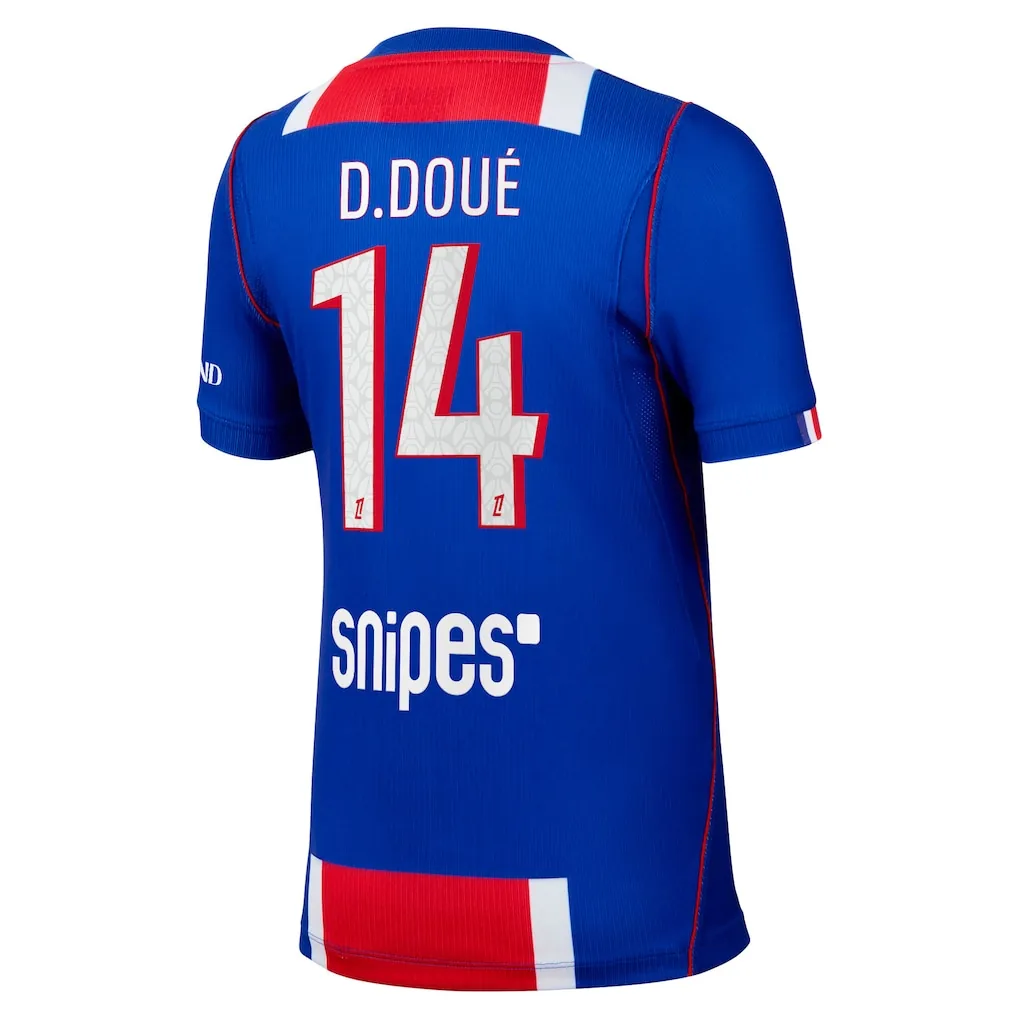 PSG Home Stadium Shirt 2026-27 - Kids with D.Doué 14 printing soccer set, Includes jersey and shorts — view 3