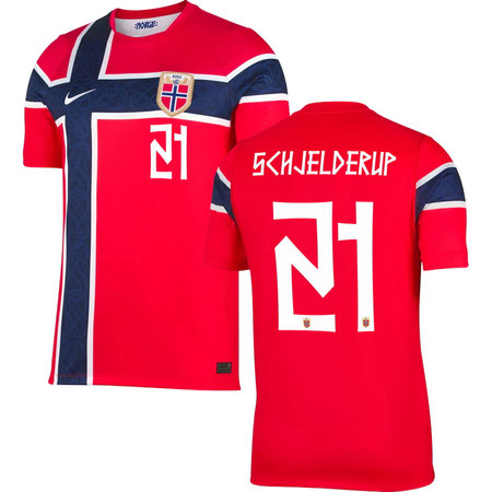 SCHJELDERUP #21 Norway Home Soccer jersey World Cup 2026 — view 1