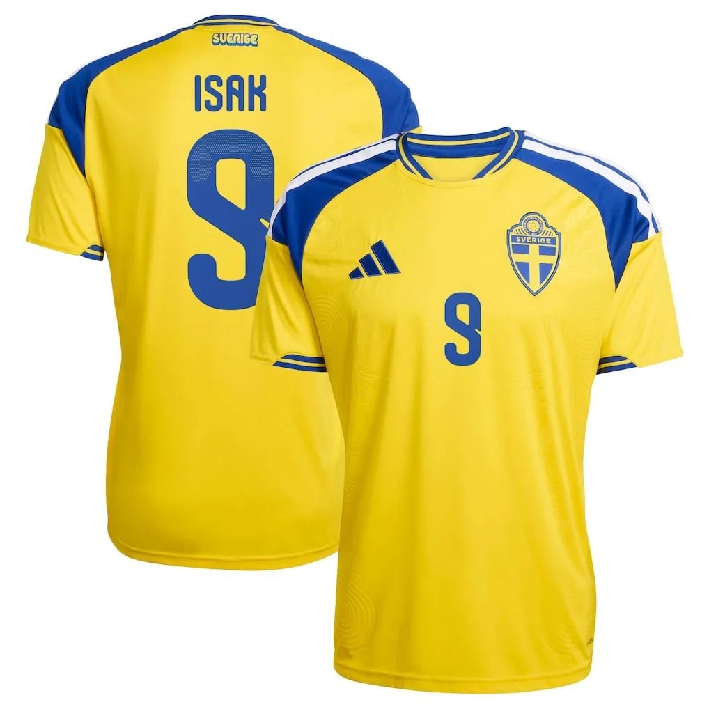 Sweden adidas Home Shirt 2026 with Isak 9 printing